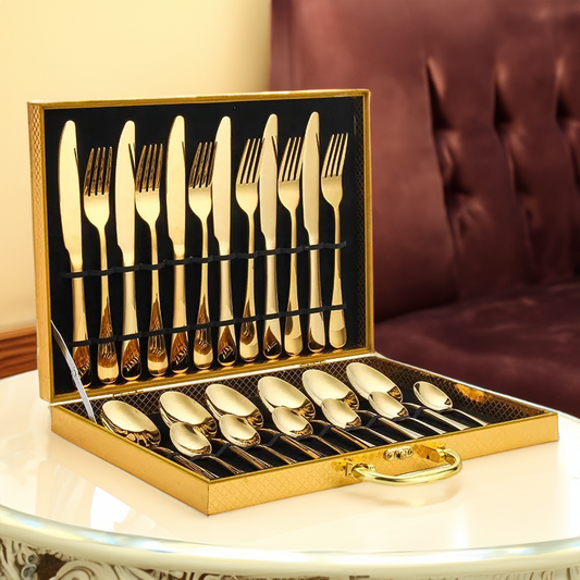 Gouden bestekset roestvrij staal elegante dinerset