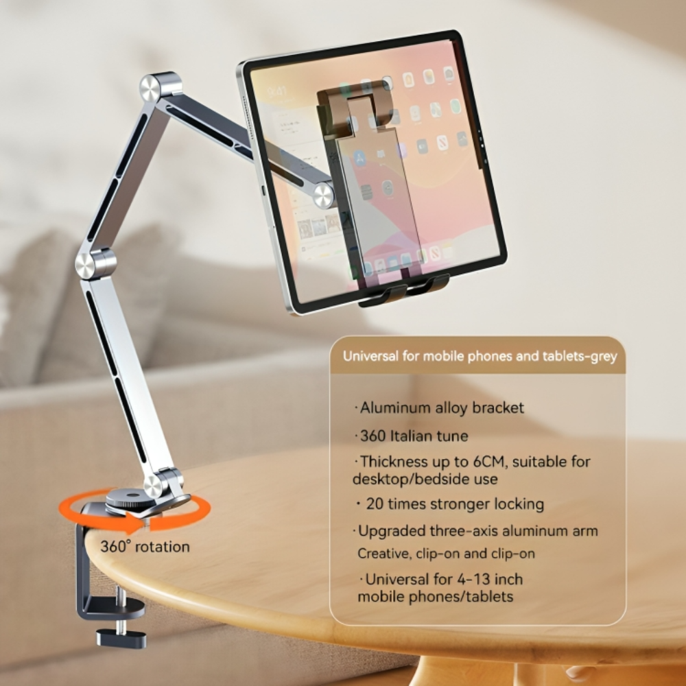 Altivo 360 graders justerbar aluminiums tablet- og telefonholder