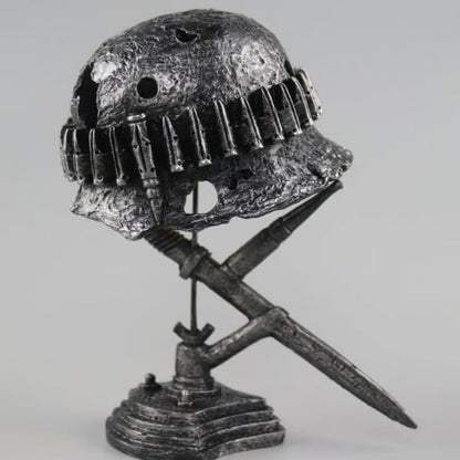 AntiqueLume Vintage Steel Helmet Table Lamp