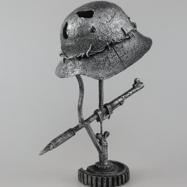 AntiqueLume Vintage Steel Helmet Table Lamp