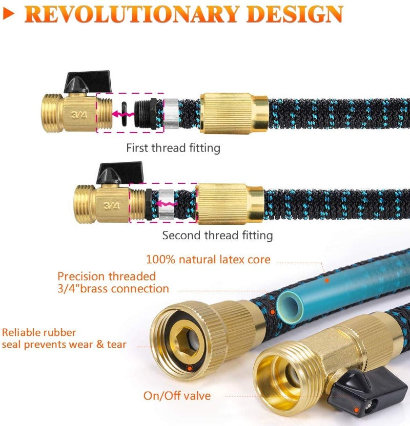 AquaFlex Expandable Garden Hose Lightweight Flexible Leakproof Hose
