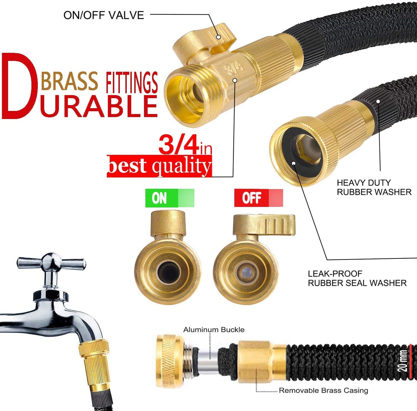 AquaFlex Expandable Garden Hose Lightweight Flexible Leakproof Hose