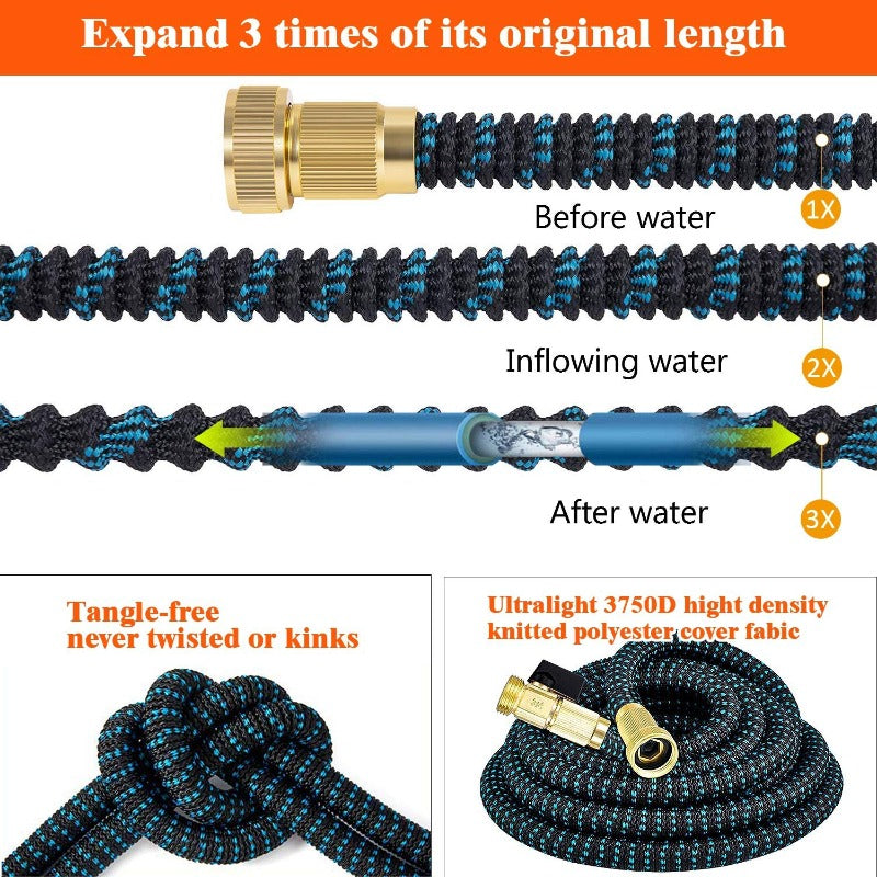 AquaFlex Expandable Garden Hose Lightweight Flexible Leakproof Hose