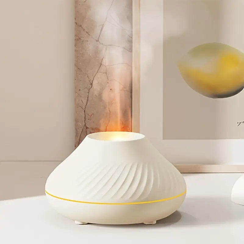 Aromadiffuser med lys i flammeeffekt, understøttelse af æteriske olier og automatisk slukning