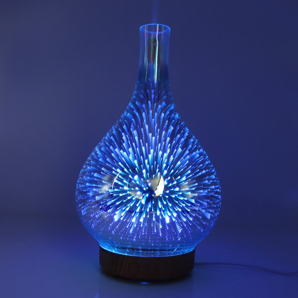 AromaBurst 3D glas æterisk olie diffuser med LED lys