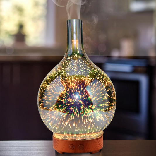 AromaBurst 3D glas æterisk olie diffuser med LED lys