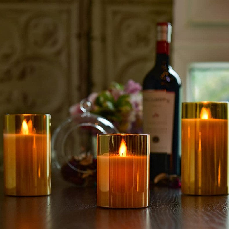 AuraFlame Flammenlose LED-Kerzen-Set mit Fernbedienung