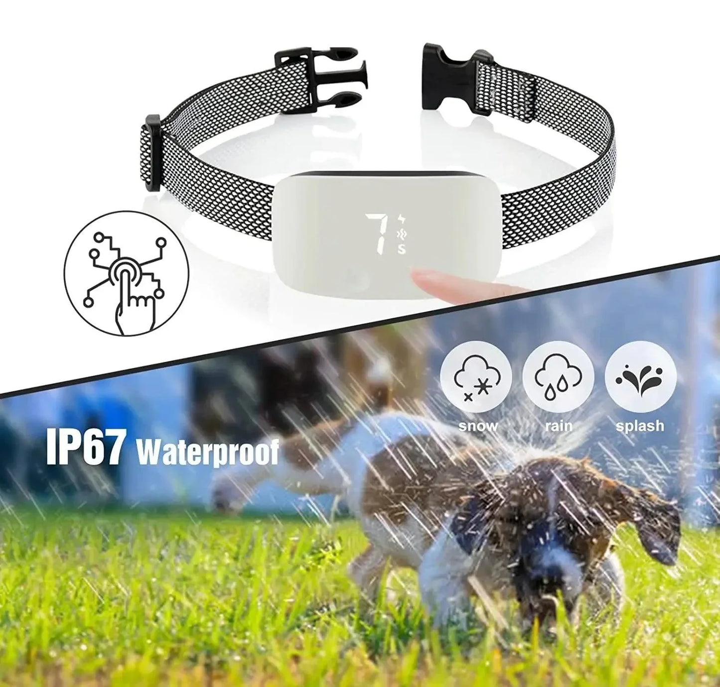 Automatic No Bark Dog Collar Rechargeable Waterproof Training Collar for All Breeds