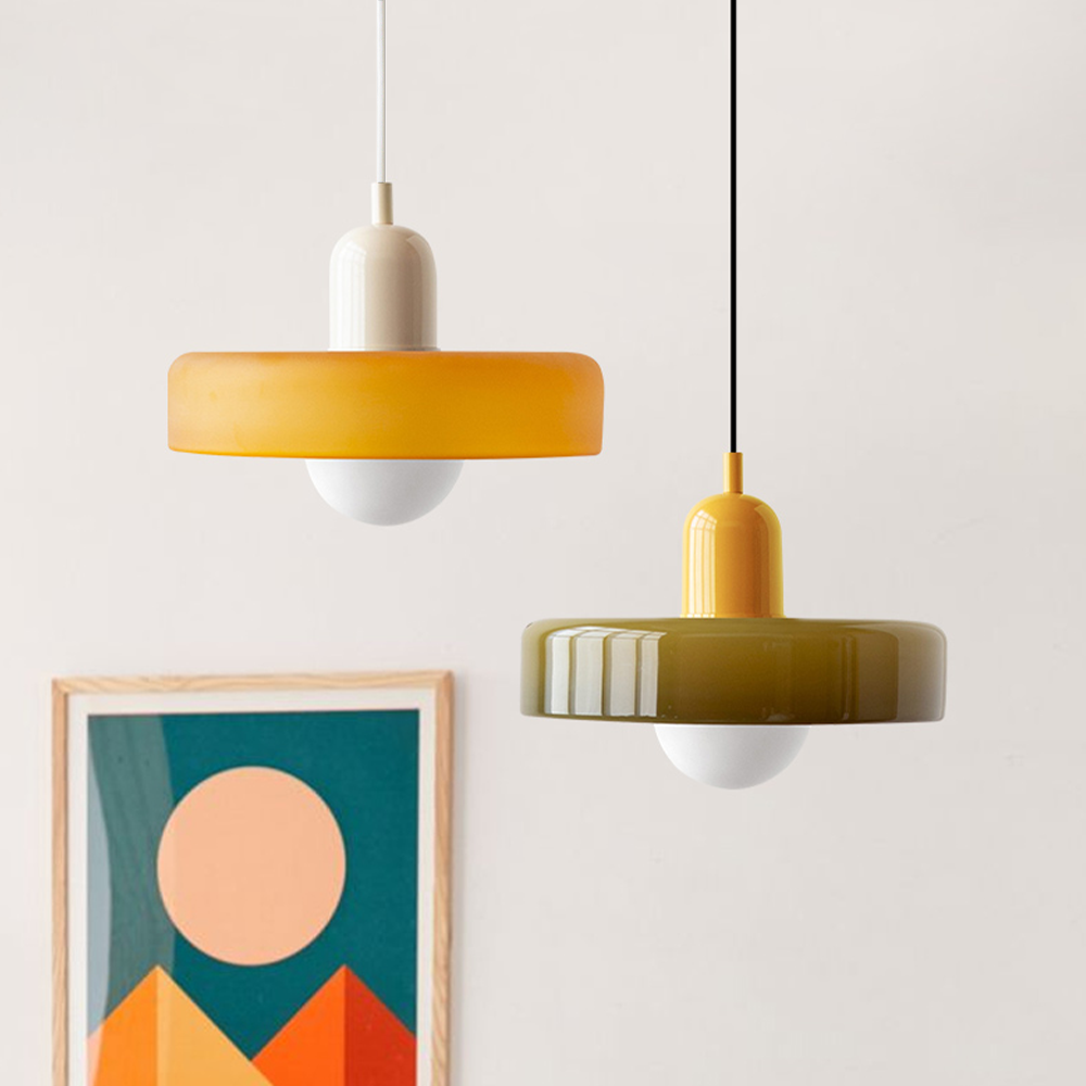 Bauhaus Glass Pendant Light Coloured Hanging Lamp