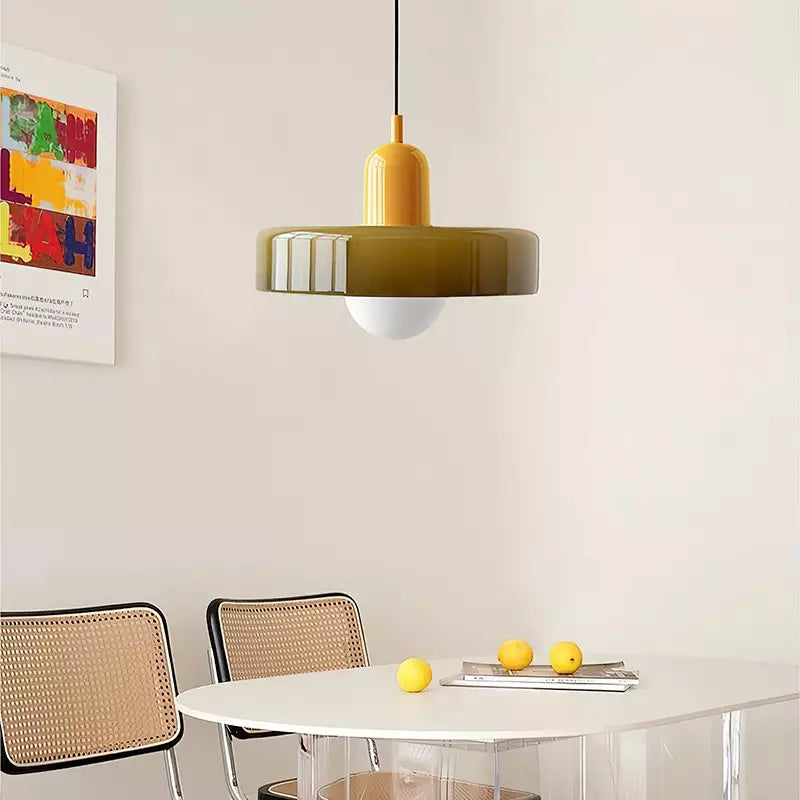 Bauhaus Glass Pendant Light Coloured Hanging Lamp