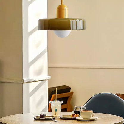 Bauhaus Glass Pendant Light Coloured Hanging Lamp