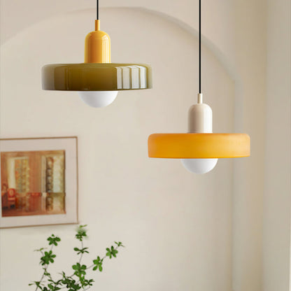 Bauhaus Glass Pendant Light Coloured Hanging Lamp