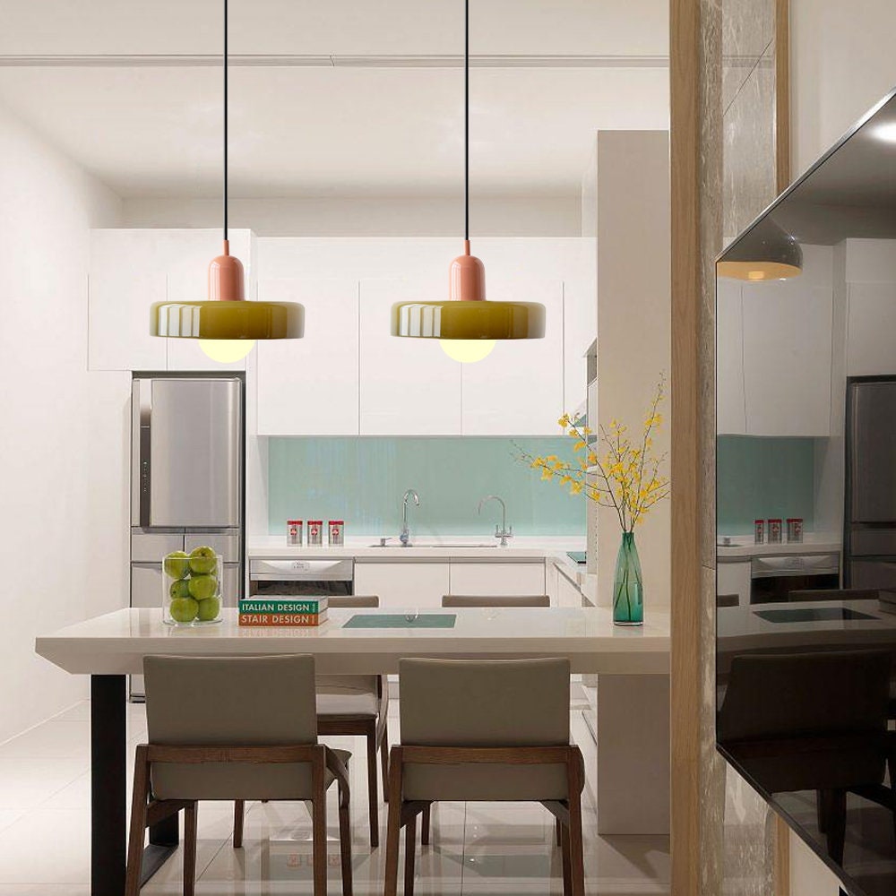Bauhaus Glass Pendant Light Coloured Hanging Lamp