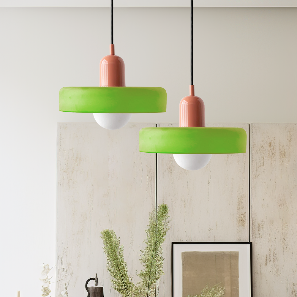 Bauhaus Glass Pendant Light Coloured Hanging Lamp