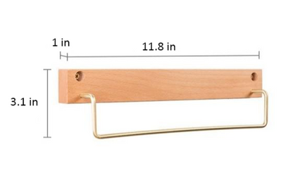 Handtuchhalter aus Buchenholz mit Messingstange für Bad und Zuhause