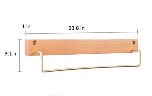 Handtuchhalter aus Buchenholz mit Messingstange für Bad und Zuhause