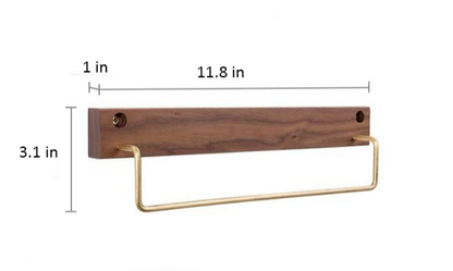 Handtuchhalter aus Buchenholz mit Messingstange für Bad und Zuhause