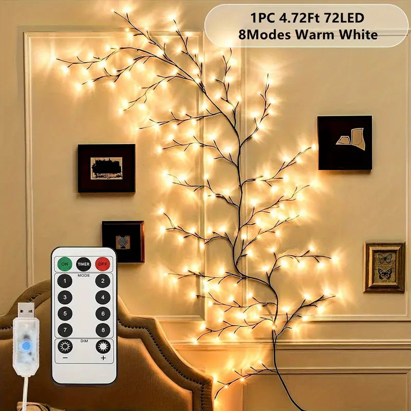 Bendable Willow Branch LED Lamp – Decorative USB Tree Light with 8 Modes