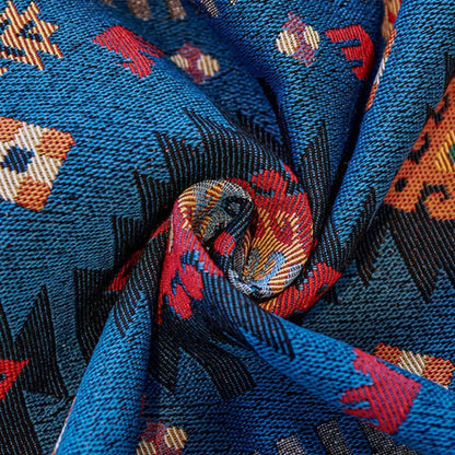 Boho-bankhoes van chenille – kleurrijk geometrisch patroon met warme aardetinten