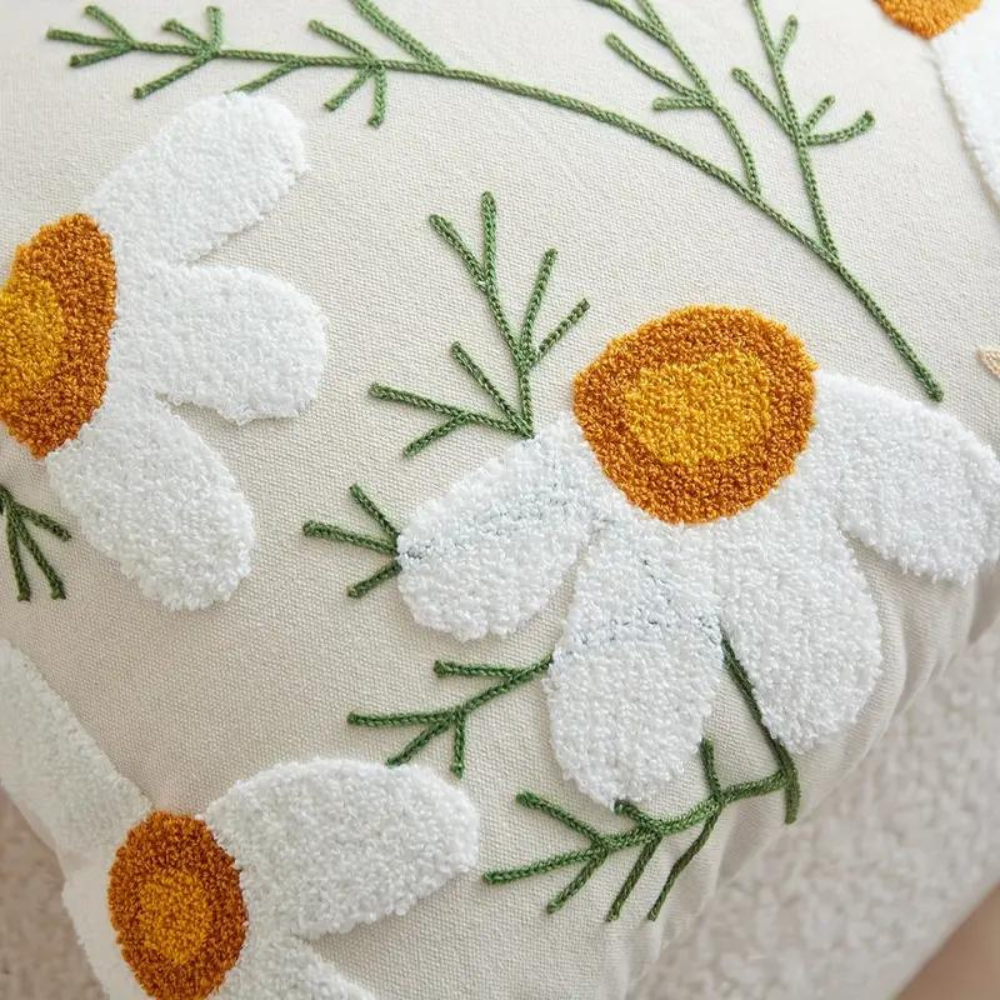 Botanisk vævet pudebetræk – dekorativt pudebetræk i mikrofiber og bomuld
