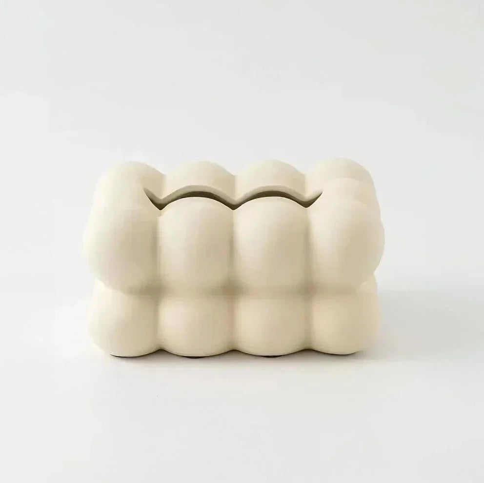 Keramisk Kleenexæske med bobleformet design og moderne dekoration