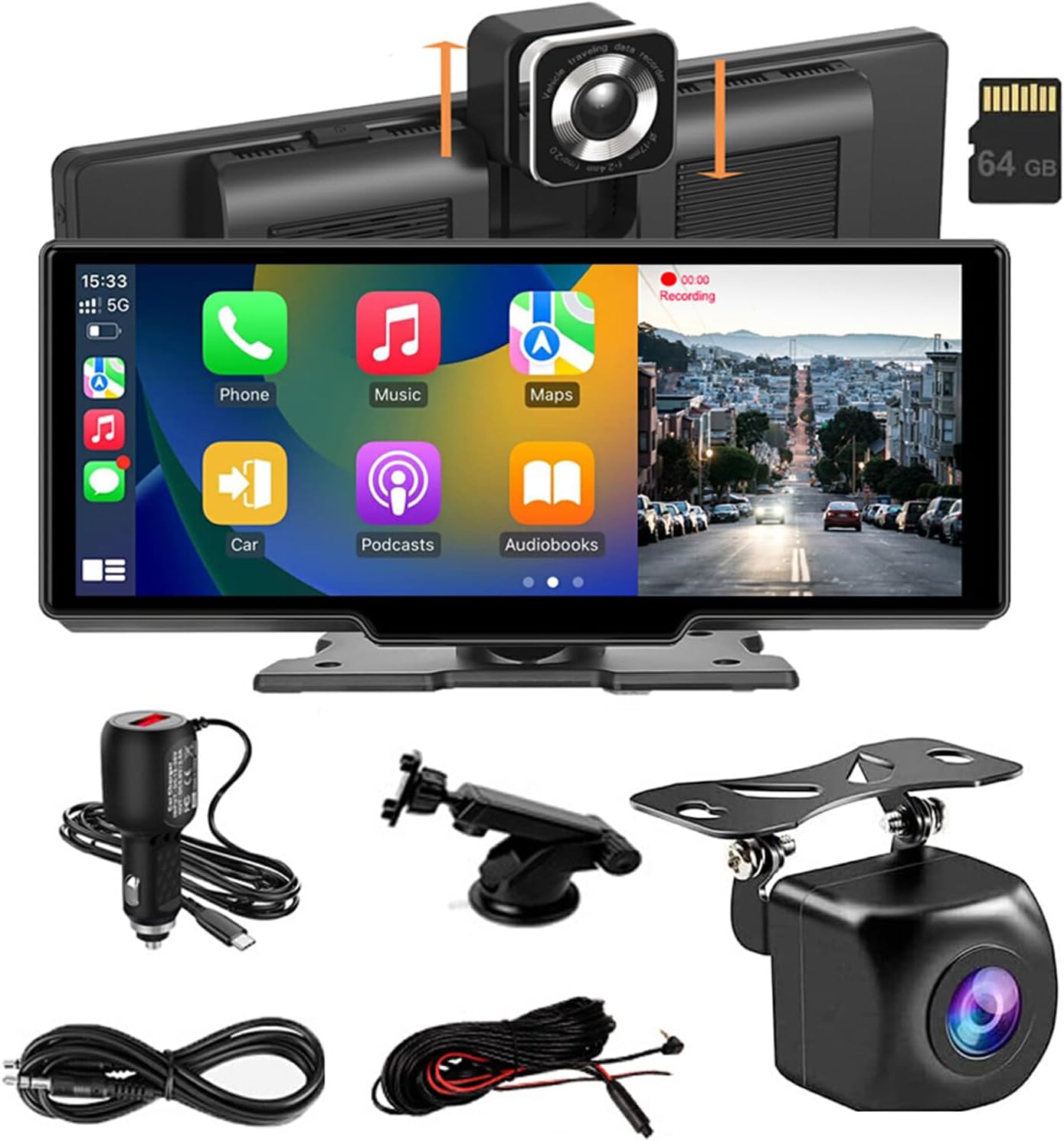 CarVision Pro Slimme Autodisplay met CarPlay Android Auto en Dashcam