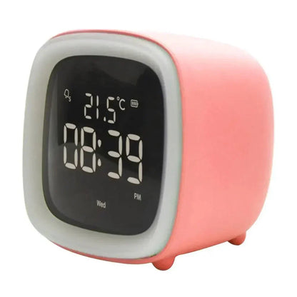 Cartoon Bunny LED Alarm Clock with Night Light Rechargeable Digital Bedside Clock