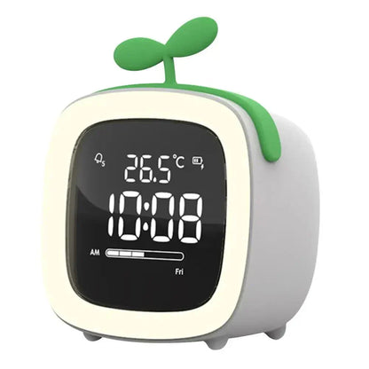 Cartoon Bunny LED Alarm Clock with Night Light Rechargeable Digital Bedside Clock