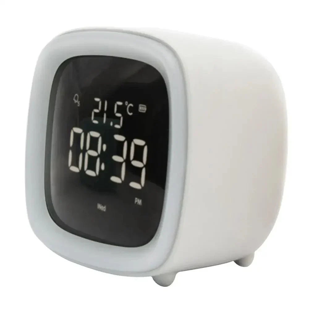 Cartoon Bunny LED Alarm Clock with Night Light Rechargeable Digital Bedside Clock