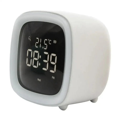 Cartoon Bunny LED Alarm Clock with Night Light Rechargeable Digital Bedside Clock