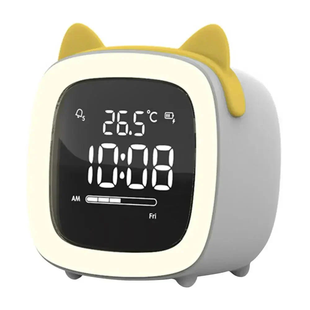Cartoon Bunny LED Alarm Clock with Night Light Rechargeable Digital Bedside Clock