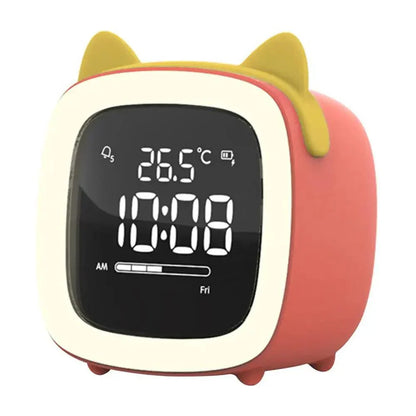 Cartoon Bunny LED Alarm Clock with Night Light Rechargeable Digital Bedside Clock