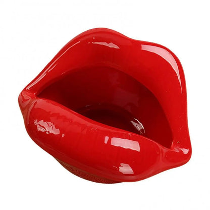 Keramischer Aschenbecher in Lippenform mit verspieltem Cartoon-Design