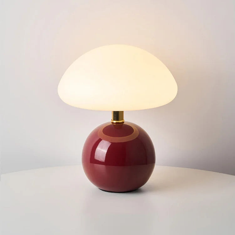 Keramisk svampeformet bordlampe med justerbar LED-belysning
