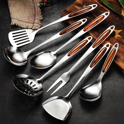 ChefElite 5 Piece Stainless Steel Kitchen Utensil Set with Heat Resistant Handles