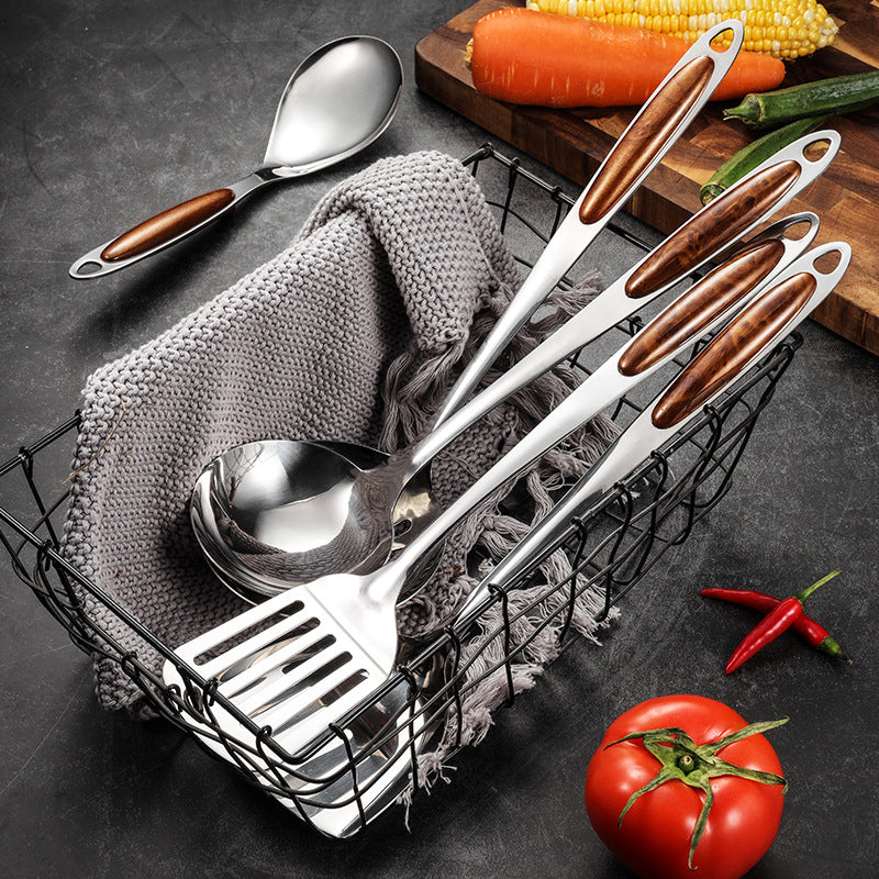 ChefElite 5 Piece Stainless Steel Kitchen Utensil Set with Heat Resistant Handles