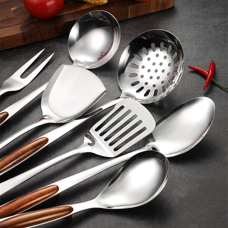 ChefElite 5 Piece Stainless Steel Kitchen Utensil Set with Heat Resistant Handles