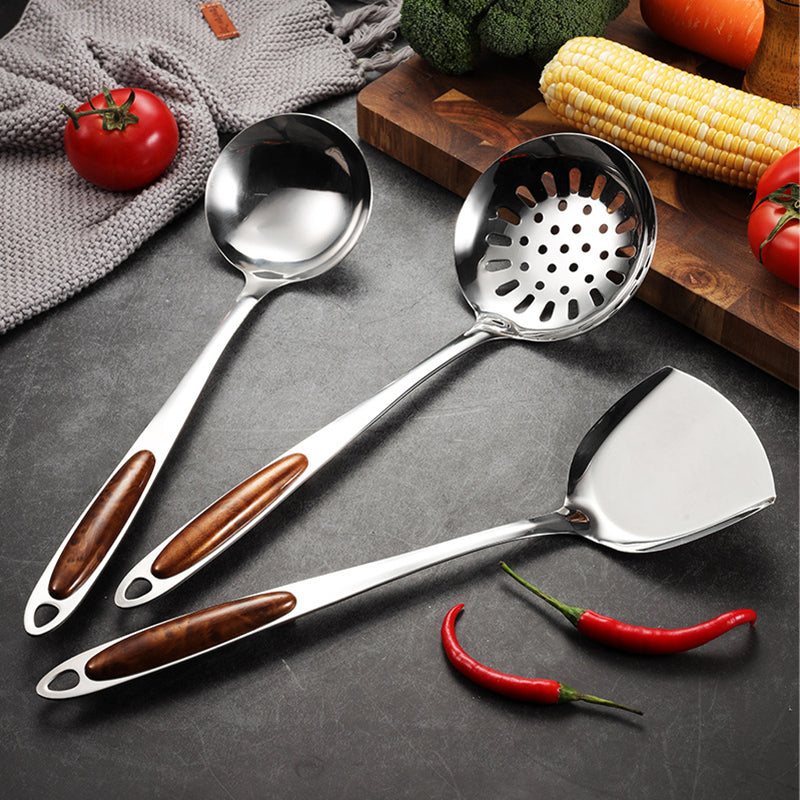 ChefElite 5 Piece Stainless Steel Kitchen Utensil Set with Heat Resistant Handles