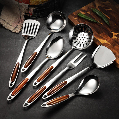 ChefElite 5 Piece Stainless Steel Kitchen Utensil Set with Heat Resistant Handles