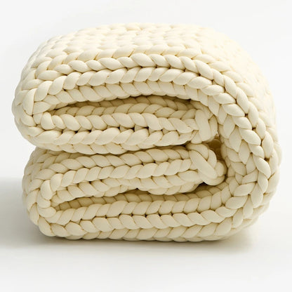 Chunky Knit Weighted Throw Blanket Handmade Cozy Home Blanket