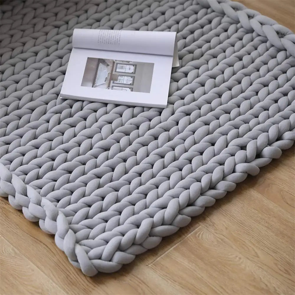Chunky Knit Weighted Throw Blanket Handmade Cozy Home Blanket