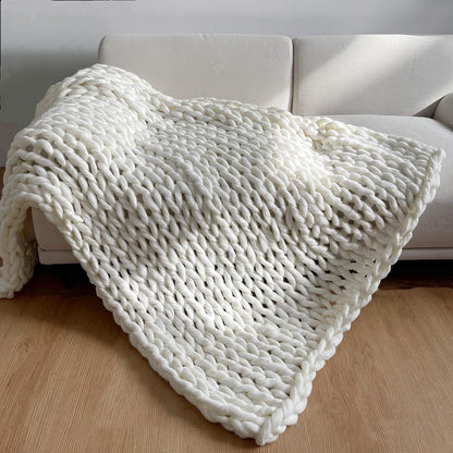 Chunky Knit Weighted Throw Blanket Handmade Cozy Home Blanket