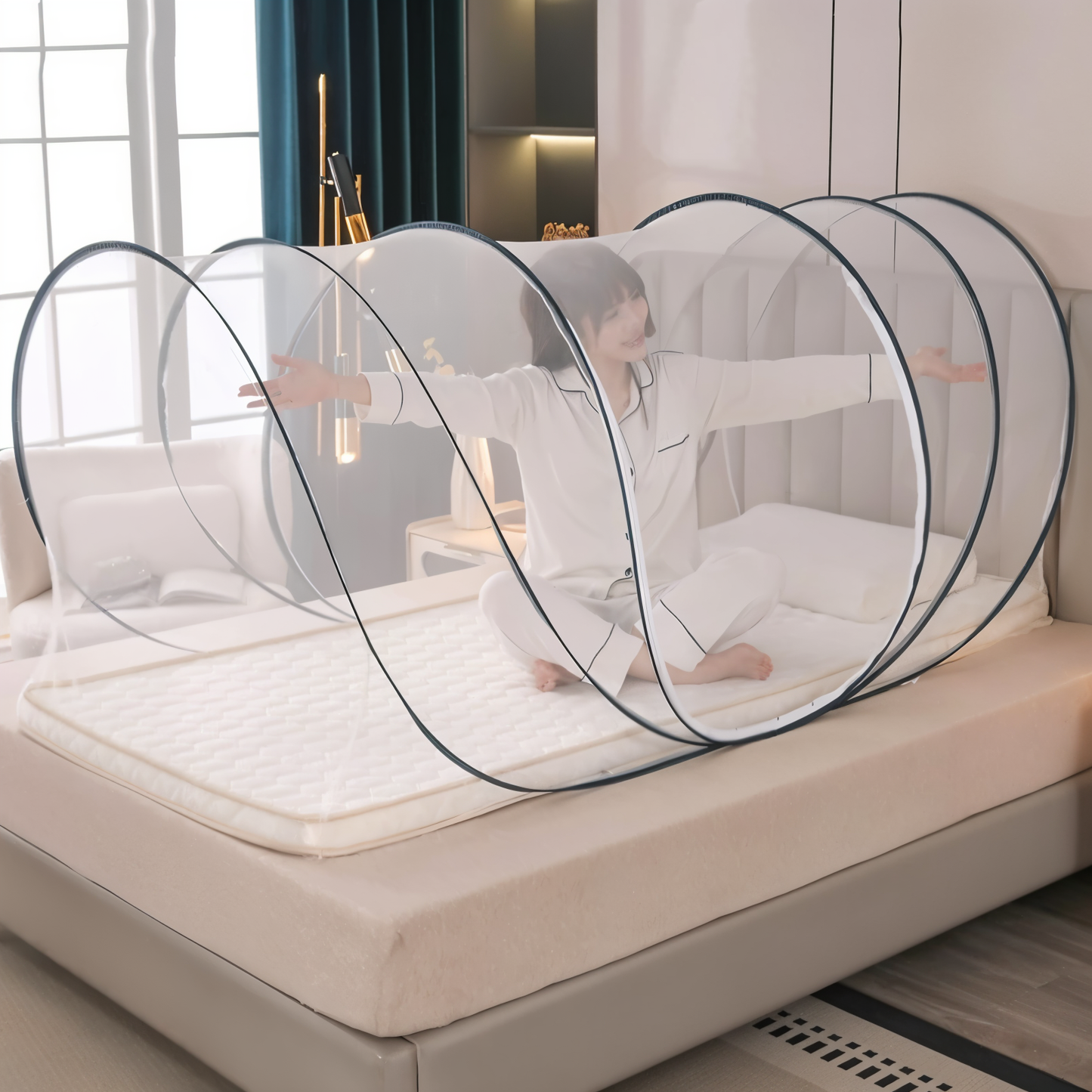 CircleGuard Faltbares Rundes Moskitonetz Kompaktes Reise-Pop-up-Design