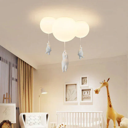 CloudBear børne loftslampe med bjørneballon LED pendel til børneværelse og soveværelse