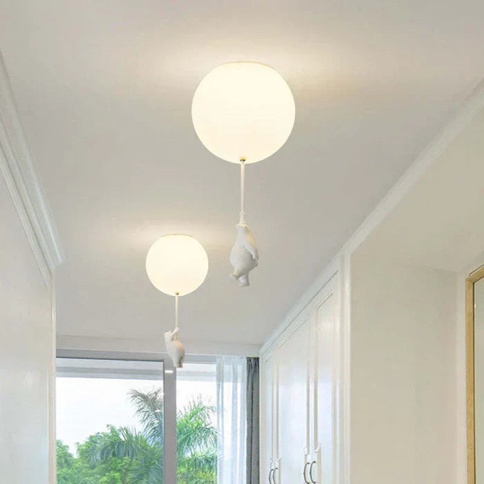 CloudBear børne loftslampe med bjørneballon LED pendel til børneværelse og soveværelse