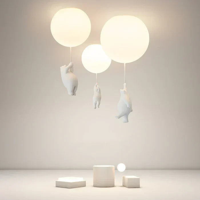 CloudBear børne loftslampe med bjørneballon LED pendel til børneværelse og soveværelse