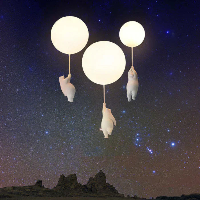 CloudBear børne loftslampe med bjørneballon LED pendel til børneværelse og soveværelse