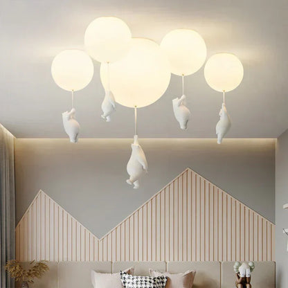 CloudBear børne loftslampe med bjørneballon LED pendel til børneværelse og soveværelse