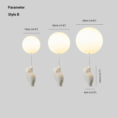 CloudBear børne loftslampe med bjørneballon LED pendel til børneværelse og soveværelse