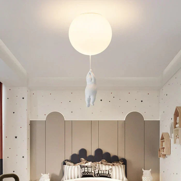 CloudBear børne loftslampe med bjørneballon LED pendel til børneværelse og soveværelse